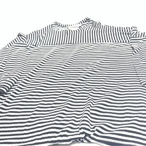 Hashtag Women’s Crew Neck Drop Waist Black White Striped 3/4 sleeve Shirt